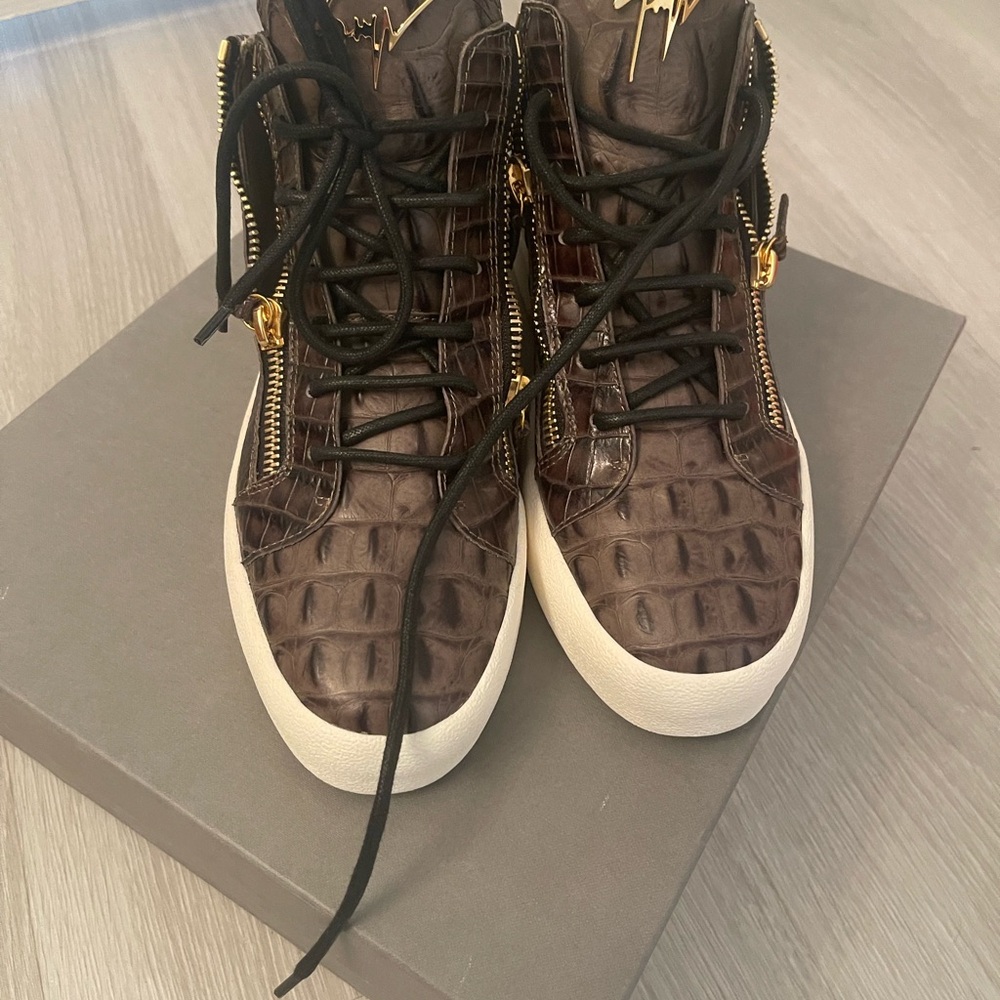 Luxury Brown High-Top Sneakers